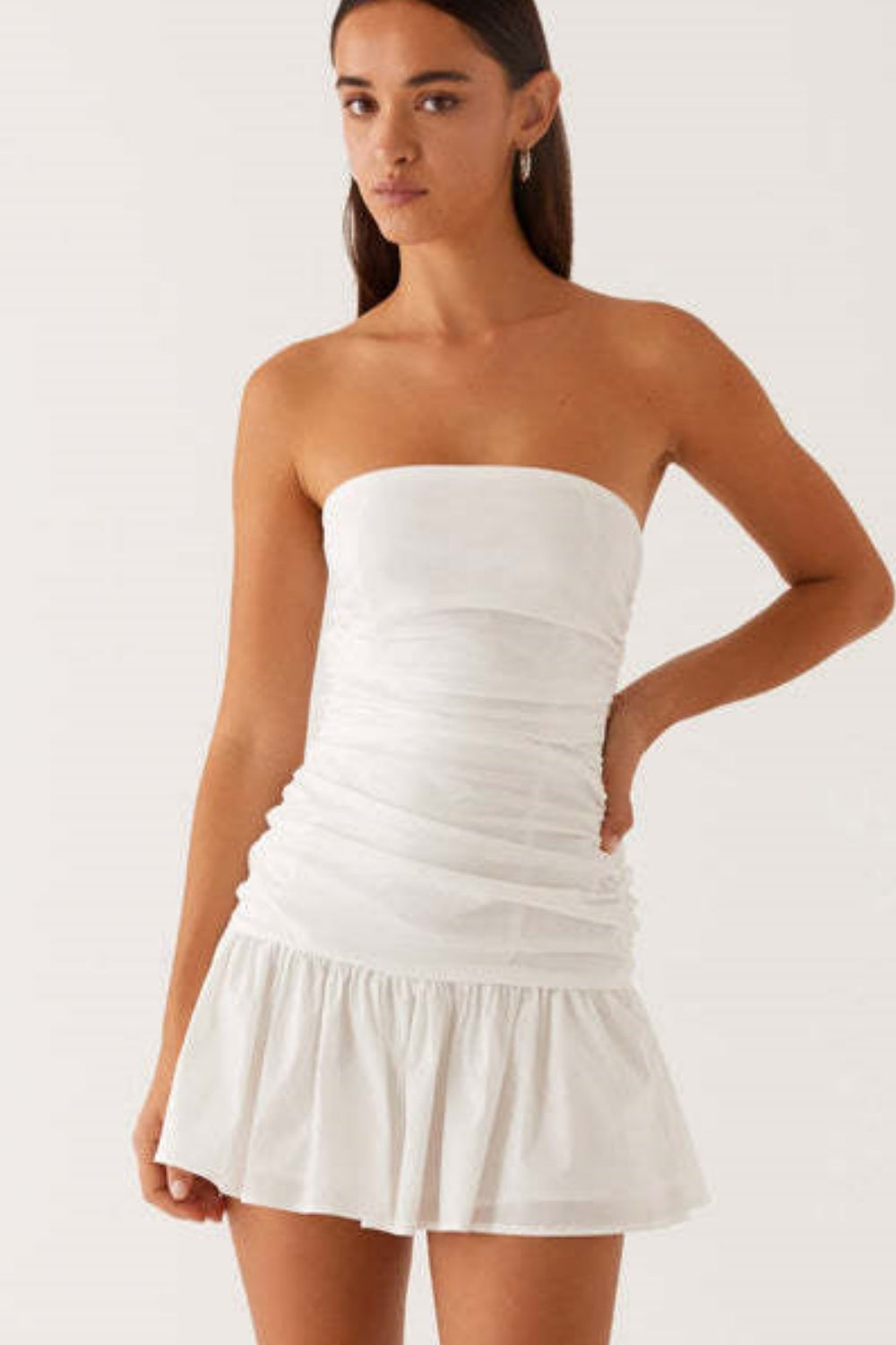 Strapless Navy Blue Ruched Fitted Homecoming Dress