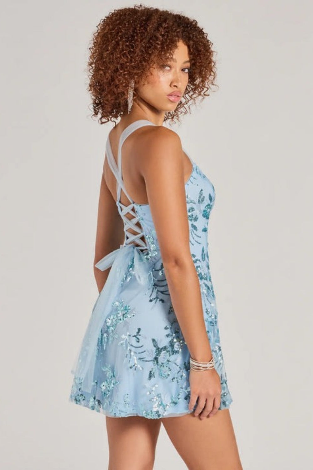 Purple Sequin A-line Homecoming Dress with Beaded