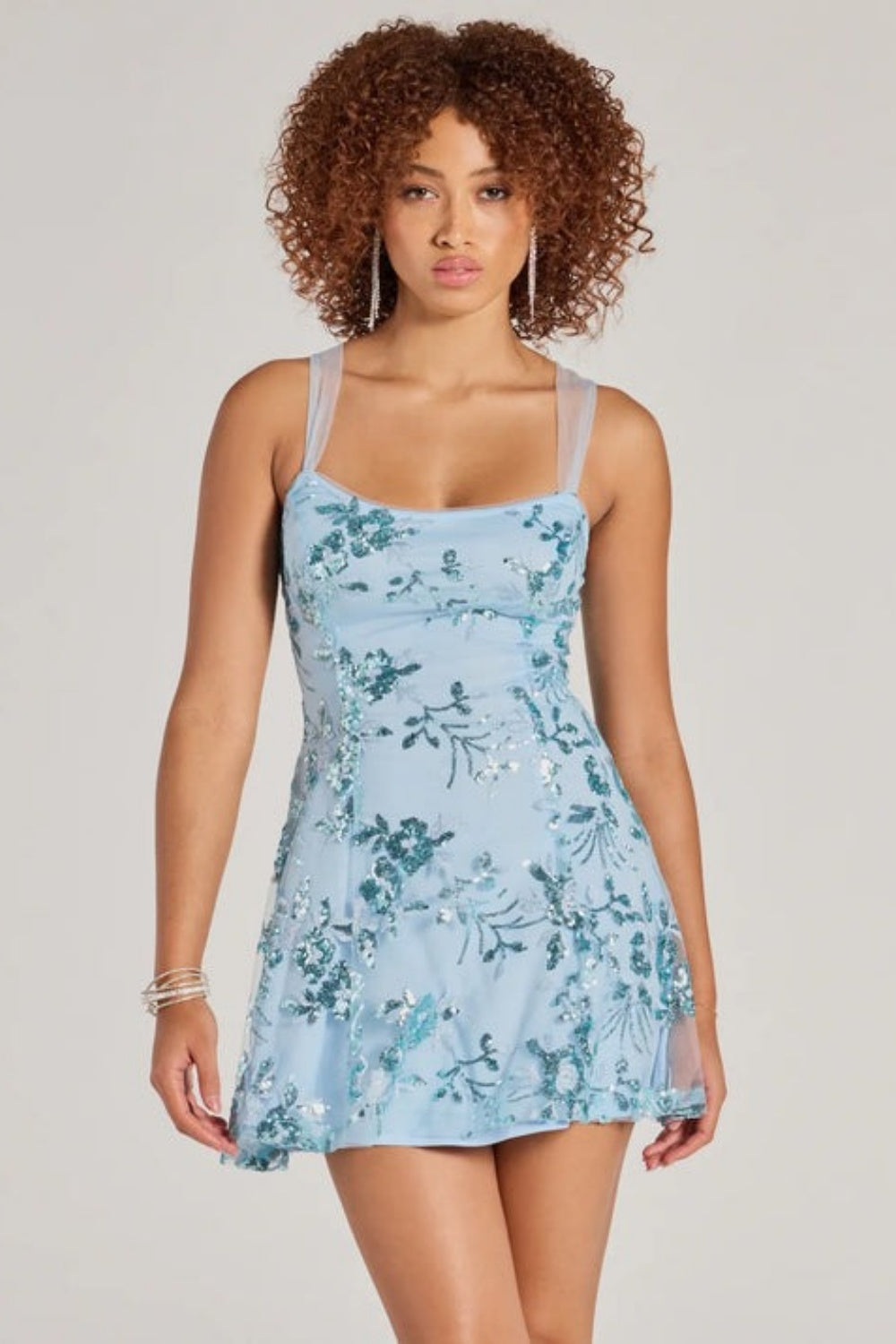 Purple Sequin A-line Homecoming Dress with Beaded