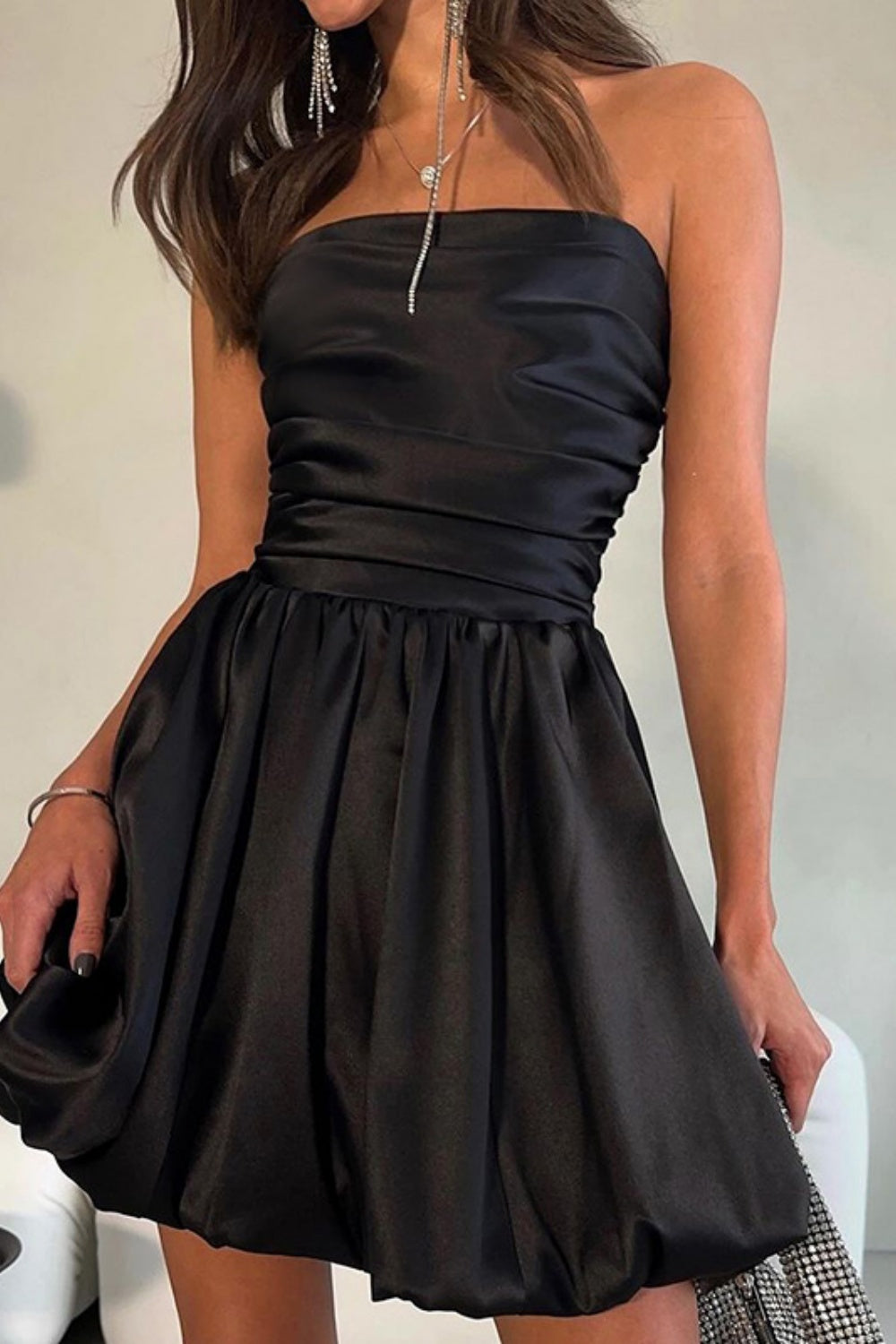 A-line Pink Strapless Ruched Homecoming Dress