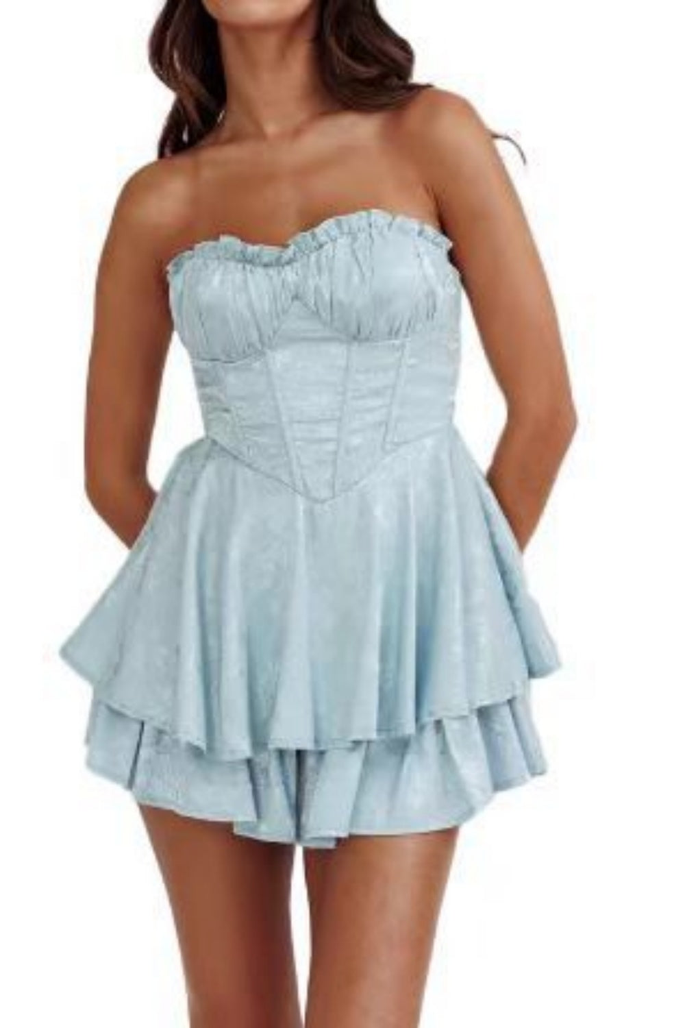 Black Strapless A-line Ruffle Homecoming Dress