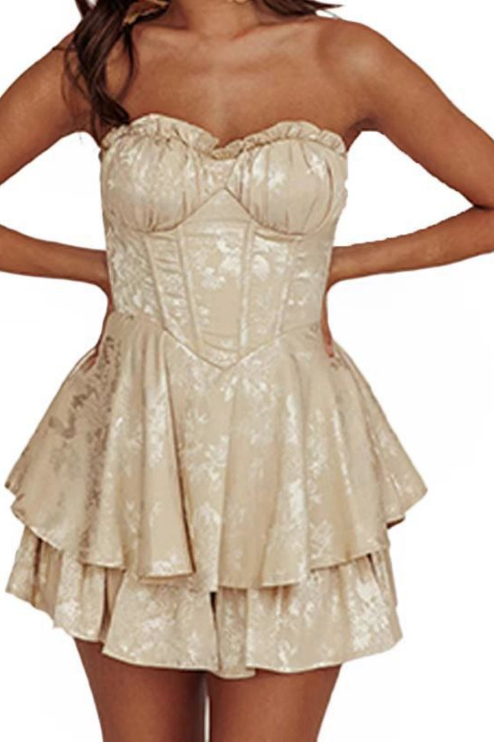 Black Strapless A-line Ruffle Homecoming Dress