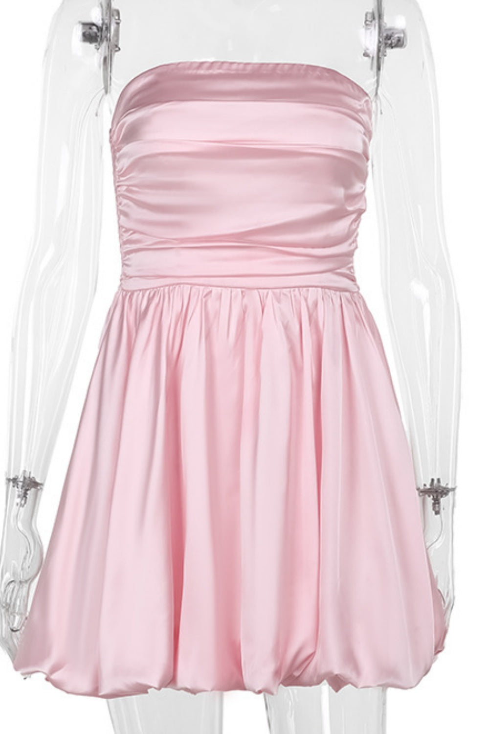A-line Pink Strapless Ruched Homecoming Dress