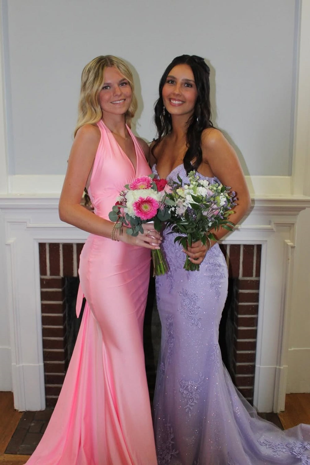 Dreamy Pink Mermaid Prom Dress with Bow Detail